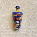 Cobalt & Gilt Porcelain Snuff Bottle, Dragon Motif with Spoon