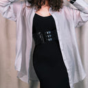 Lichi Oversized Textured Button-Up Shirt in Smoke-Grey Tencel