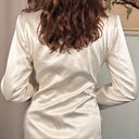 Lichi Ivory Satin Tailored Blazer Coat