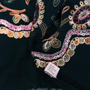 Handmade Embroidered Floral Scarf Shawl with Fringe, Amalfi Coast Italy