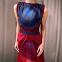 Handmade Avant-Garde Sculptural Gown, Sheer Skirt & Peacock Feather Medallions