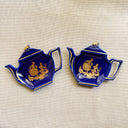 Limoges Cobalt & Gilt Teapot Tea Bag / Trinket Dishes, R. Raynaud (Pair)